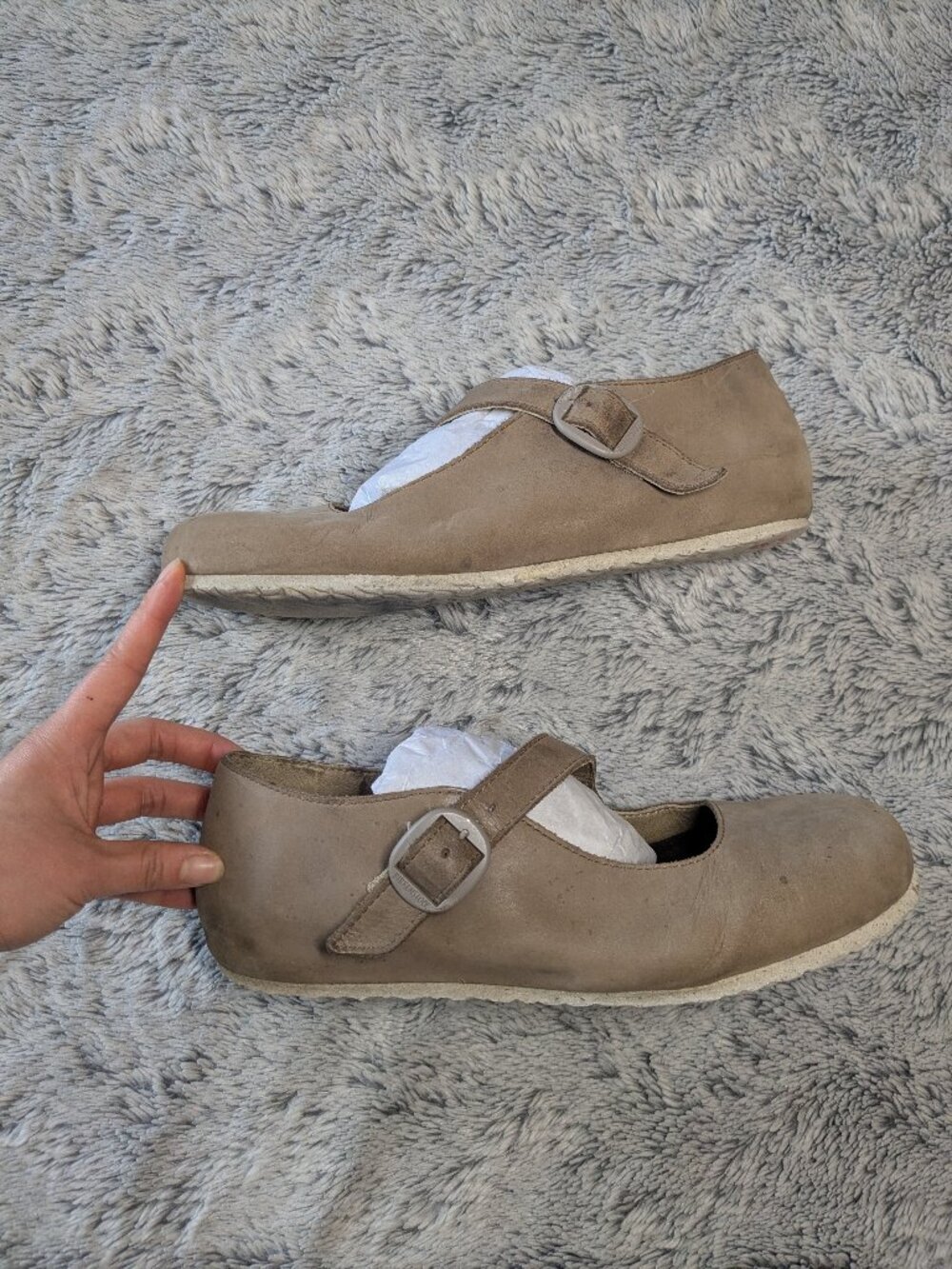 Birkenstock Tracy Mary Jane Tan Flats Sandals Nubuck Slip On Size 41 US 10